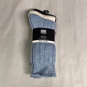 New Frye Socks Women’s 3 Pair Blue & White Wool Blend Boot Sock Casual Active